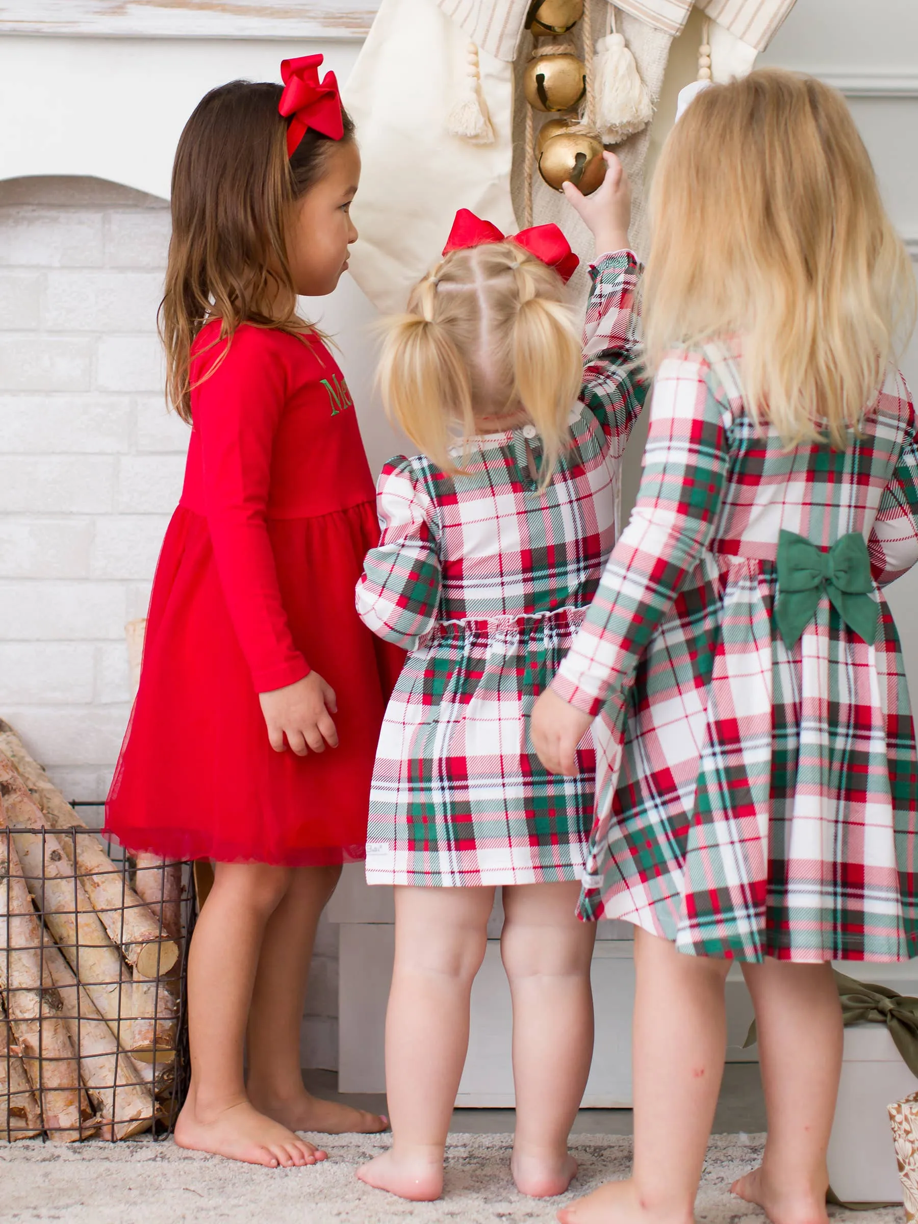 Baby Girls Dashing Dreams Plaid Knit Long Sleeve Skirted Romper
