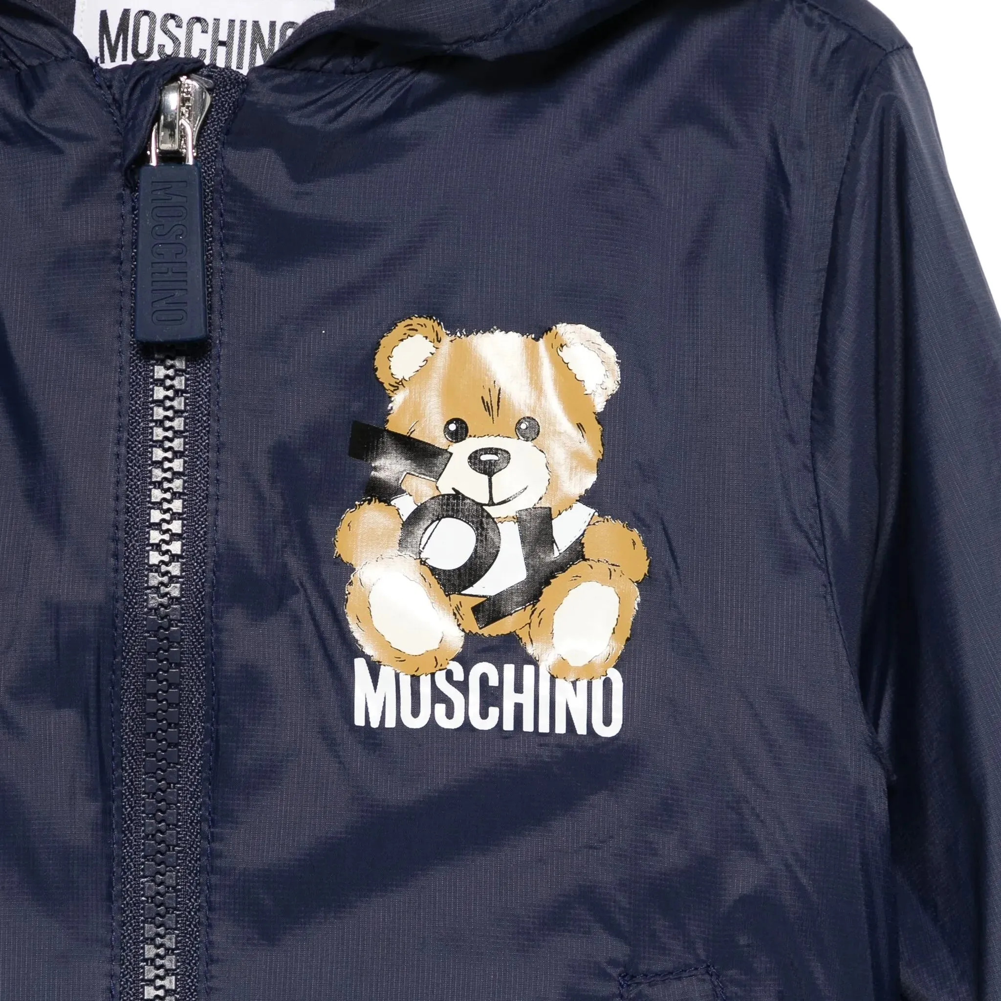 BABY LS HOODED NYLON JACKET W TOY BEAR LOGO PRINT