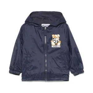 BABY LS HOODED NYLON JACKET W TOY BEAR LOGO PRINT