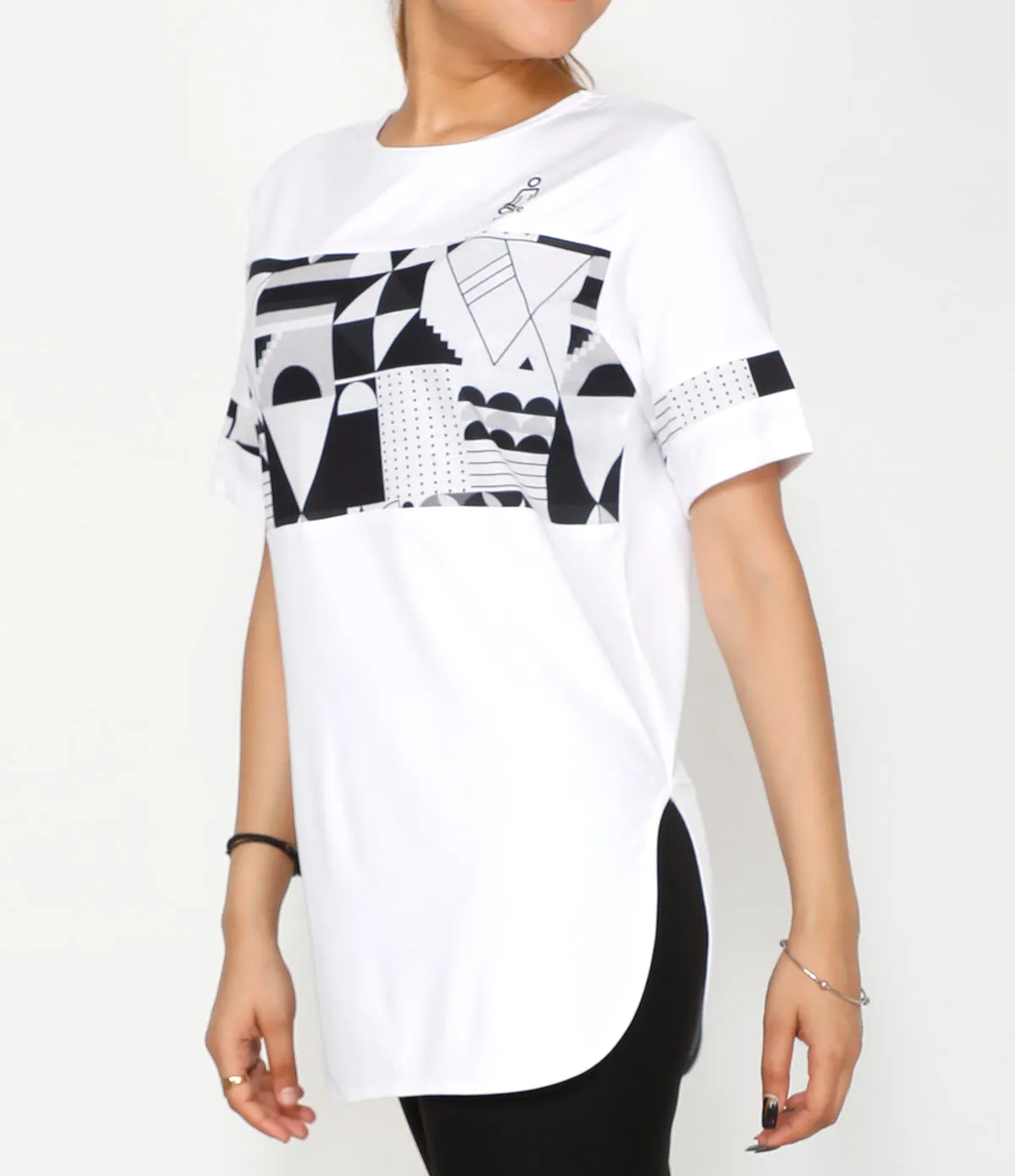 B&W Geometric Long T-Shirt