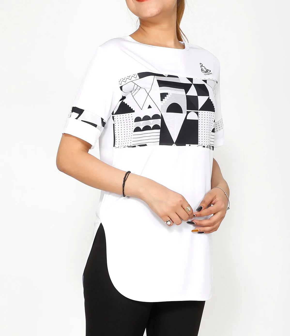 B&W Geometric Long T-Shirt