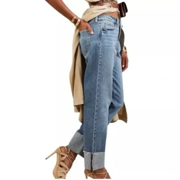 Banana Republic Vintage Slouch Cuff Jeans Denim Light Wash Women's Size 28/6 NWT