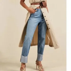 Banana Republic Vintage Slouch Cuff Jeans Denim Light Wash Women's Size 28/6 NWT