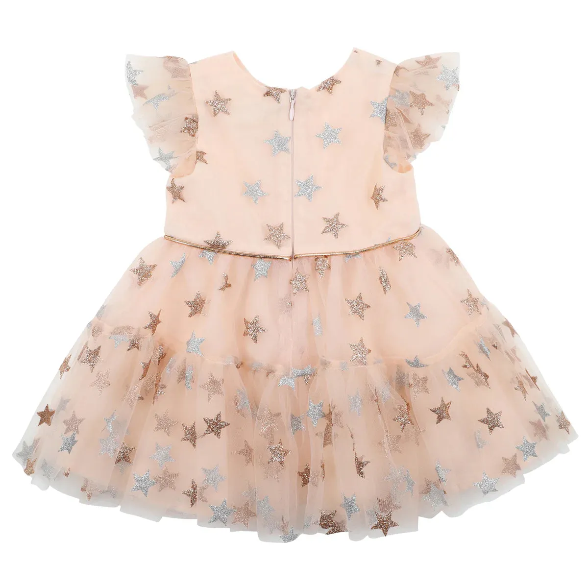 BEBE XMAS STAR DRESS ROSE GOLD
