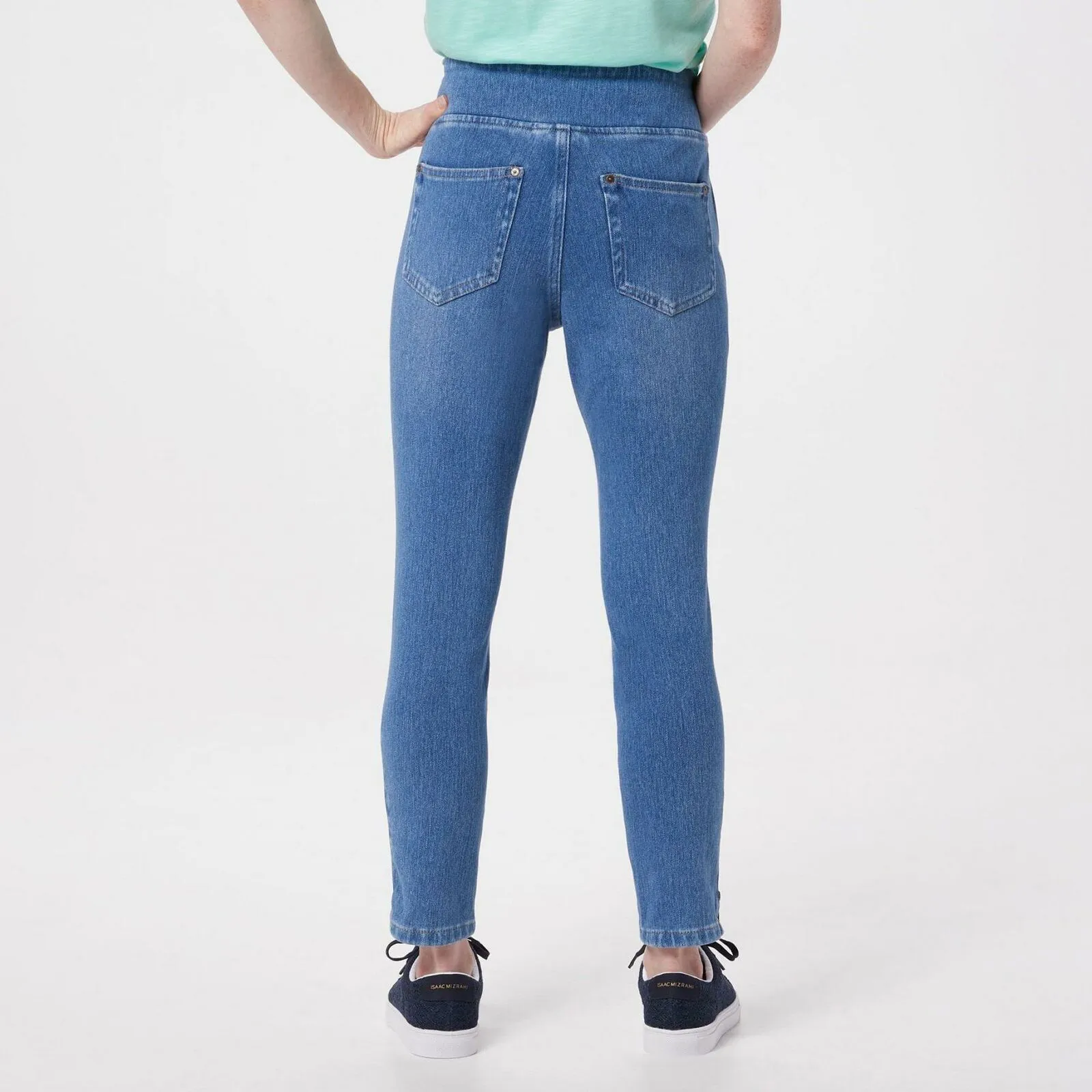Belle by Kim Gravel Petite Flexibelle Pull-On Zip Ankle Jeans