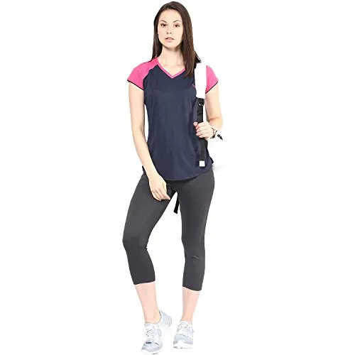 berge' Ladies Polyester Dry Fit Western Shirts & Tshirts for Women, Quick Drying & Breathable Fabric, Gym Wear Tees & Workout Tops (Navy Colour) XL