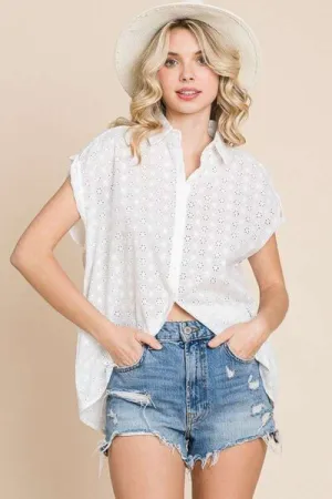 Billie Eyelet Crisscross Back Button Up Shirt