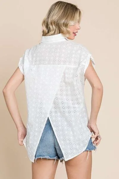 Billie Eyelet Crisscross Back Button Up Shirt