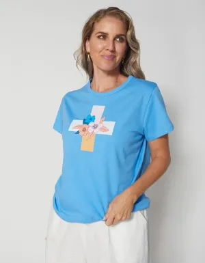BIRDCAGE BLUE CROSS T-SHIRT