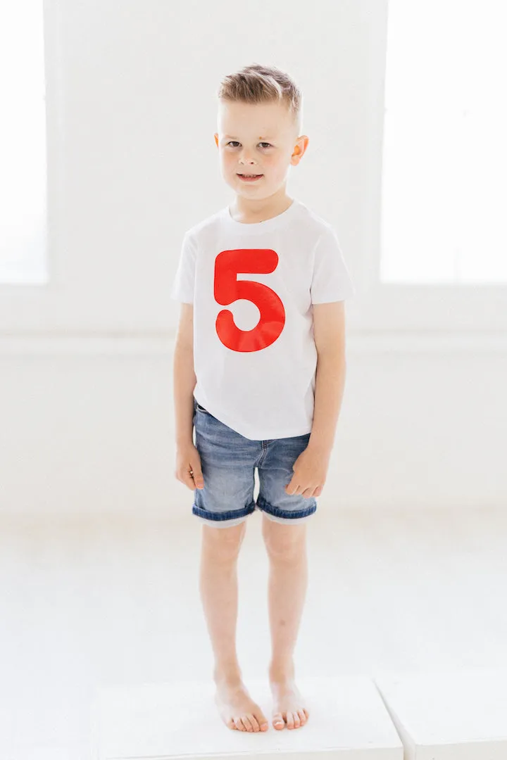 Birthday Milestone Number T-shirt Age 3-12