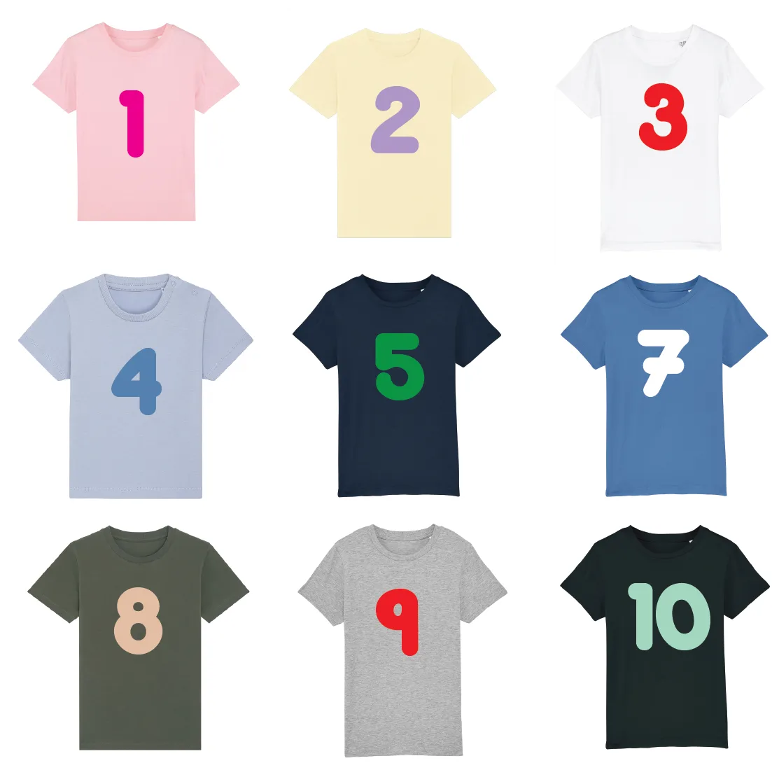 Birthday Milestone Number T-shirt Age 3-12