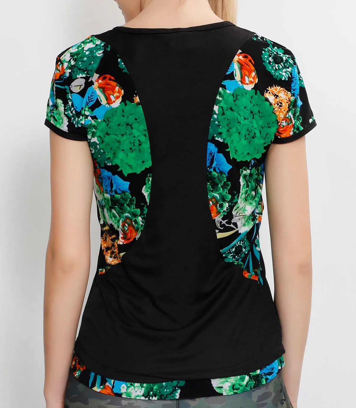 Black Floral Racerback T-Shirt