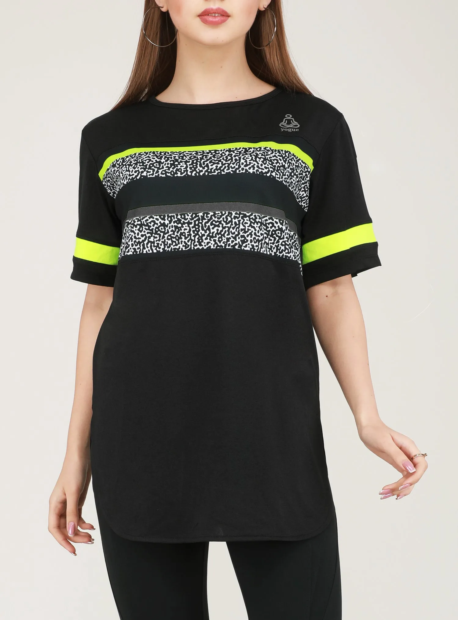 Black Flouroscent Stripes Long T-Shirt