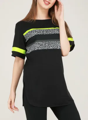 Black Flouroscent Stripes Long T-Shirt