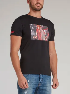Black Graphic Print Crewneck T-Shirt
