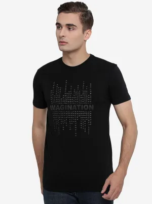 Black Printed Slim Fit T-Shirt | JadeBlue