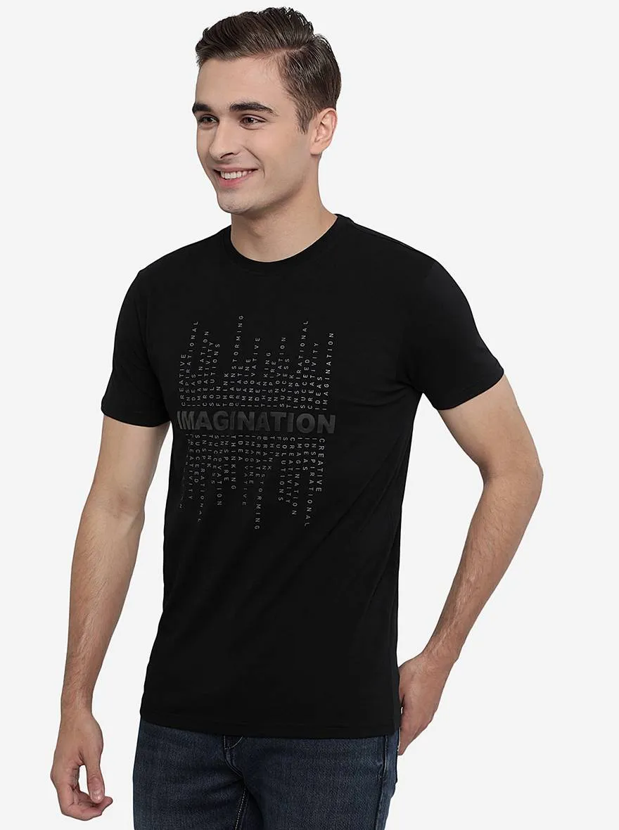 Black Printed Slim Fit T-Shirt | JadeBlue