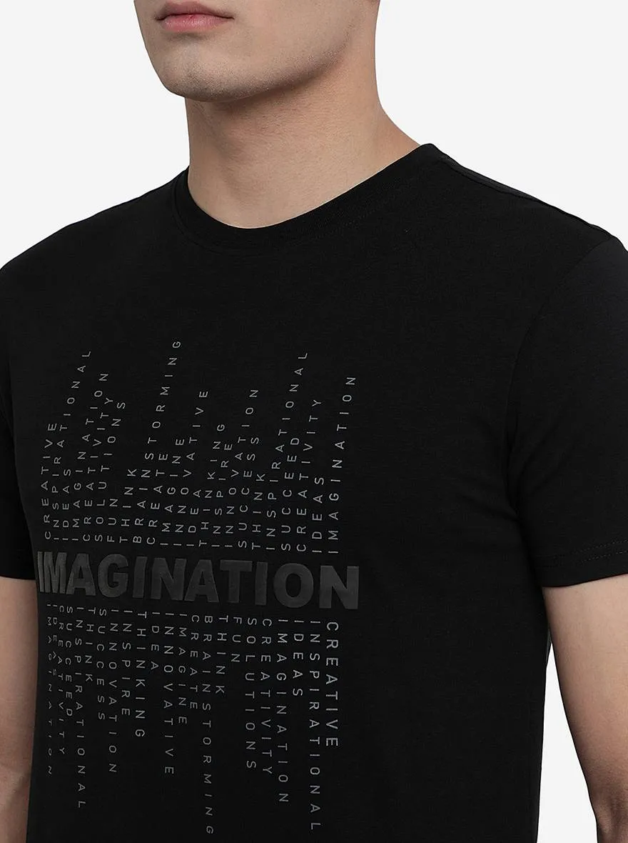 Black Printed Slim Fit T-Shirt | JadeBlue