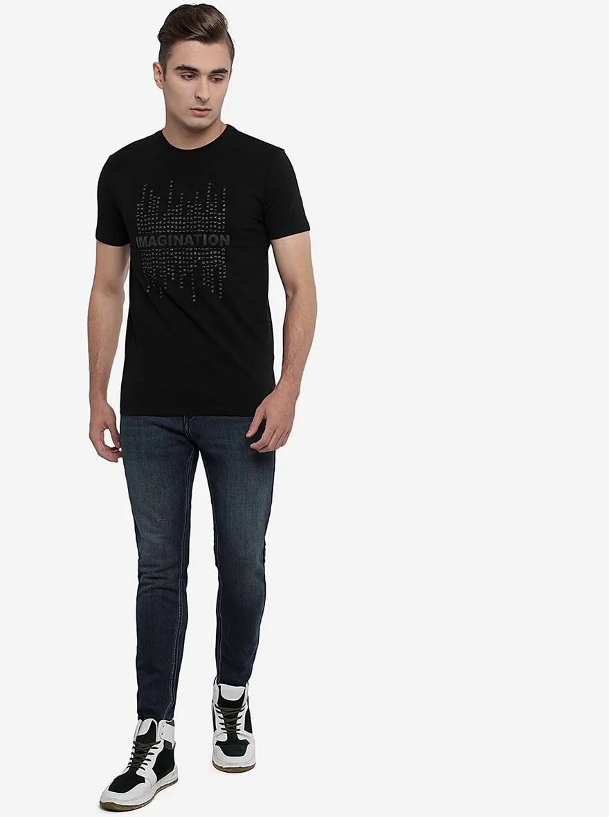 Black Printed Slim Fit T-Shirt | JadeBlue