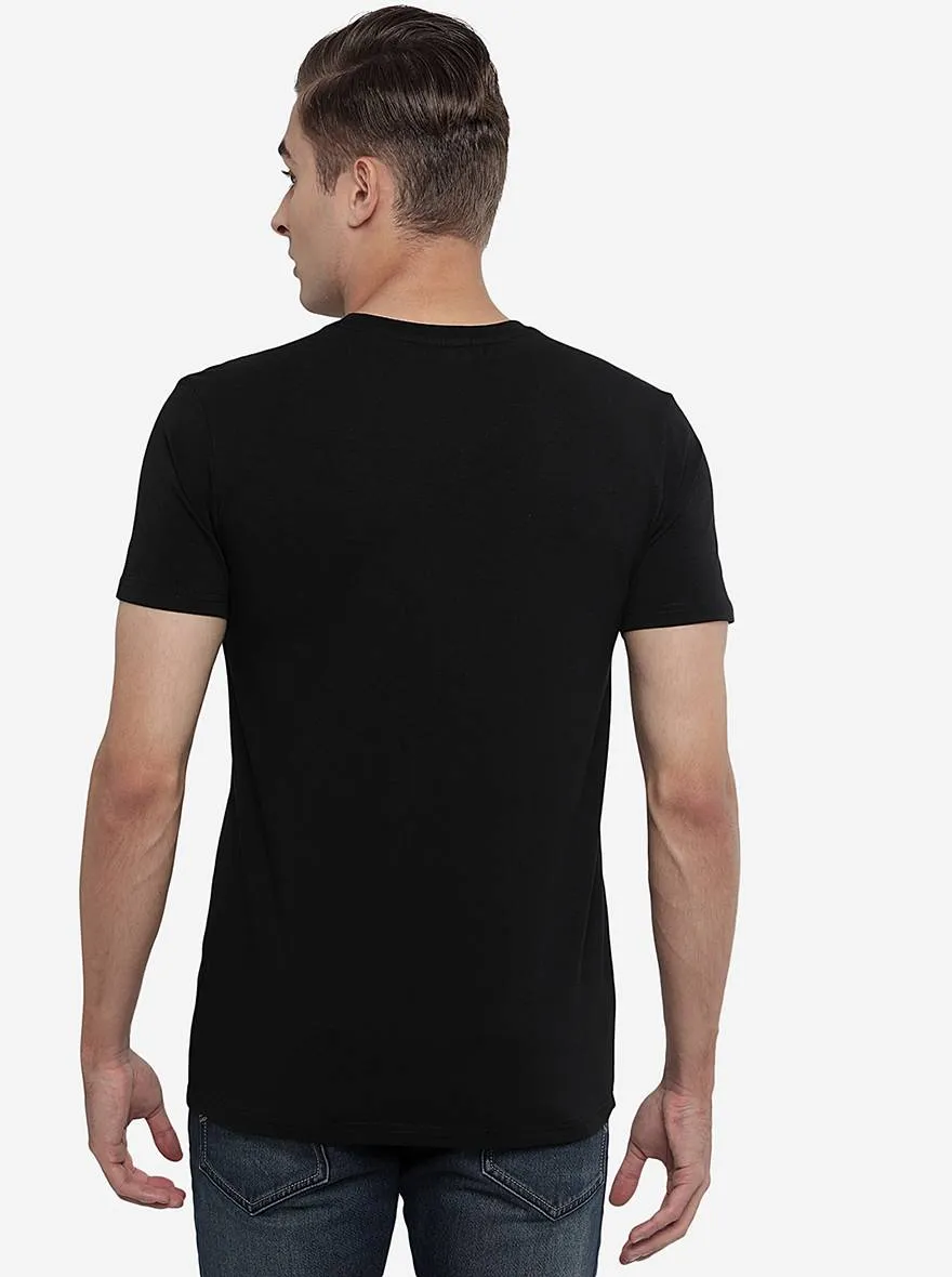 Black Printed Slim Fit T-Shirt | JadeBlue