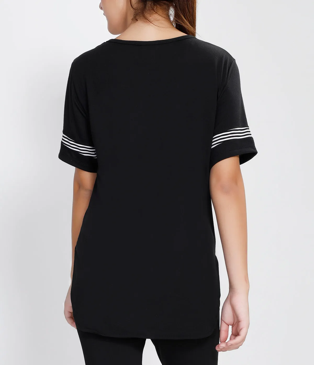 Black White Stripes Long T-Shirt