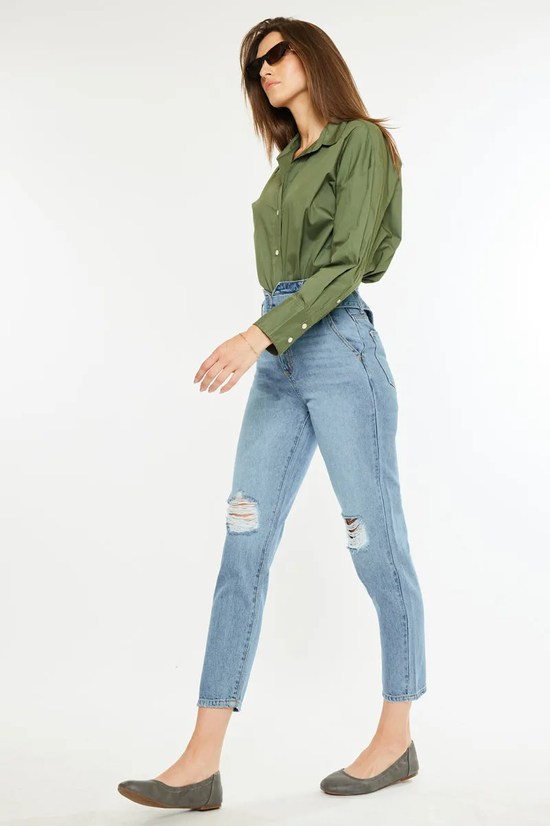 Blossom Ultra High Rise Belted Mom Jeans