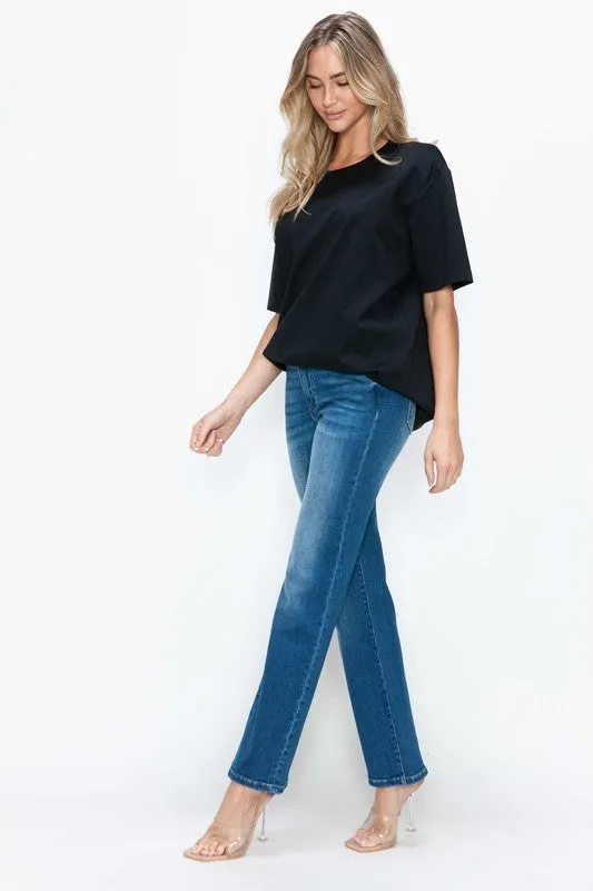 Blue Cat's Whiskers High Rise Straight Jeans