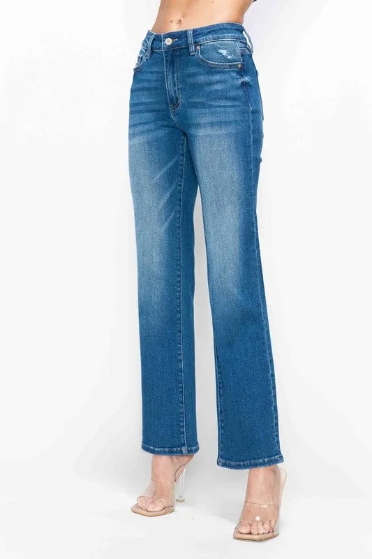 Blue Cat's Whiskers High Rise Straight Jeans