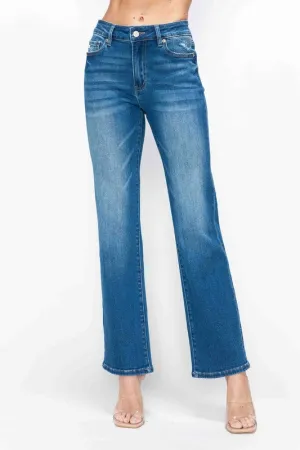 Blue Cat's Whiskers High Rise Straight Jeans