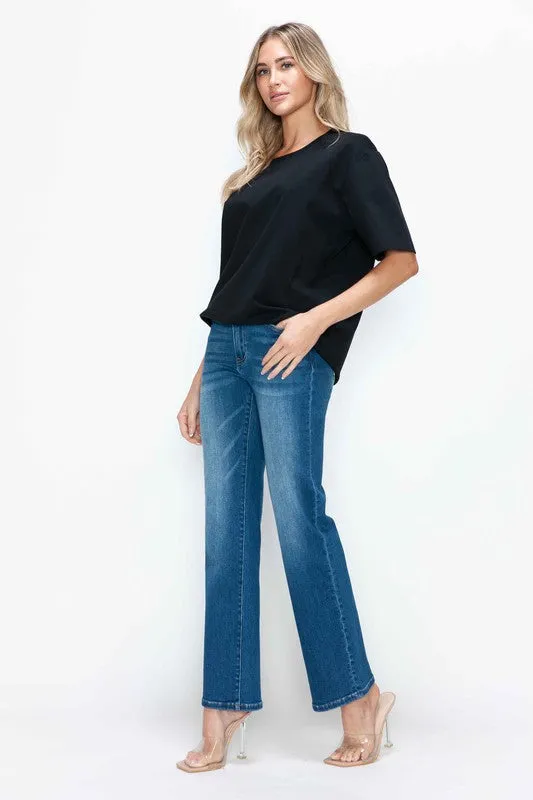 Blue Cat's Whiskers High Rise Straight Jeans