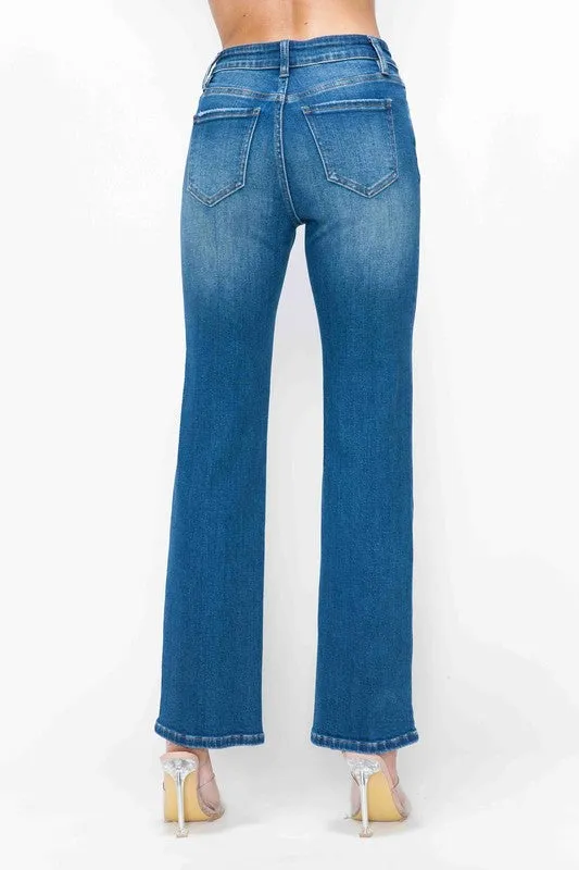 Blue Cat's Whiskers High Rise Straight Jeans