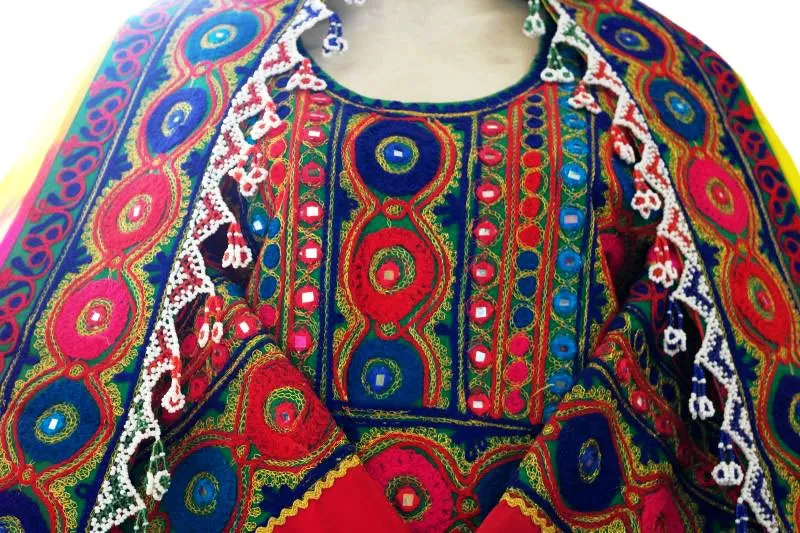 Blue Red Afghan Bridle Dress
