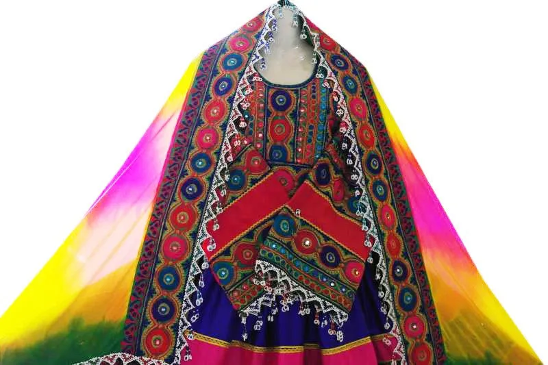 Blue Red Afghan Bridle Dress
