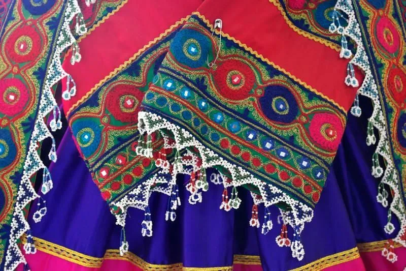 Blue Red Afghan Bridle Dress