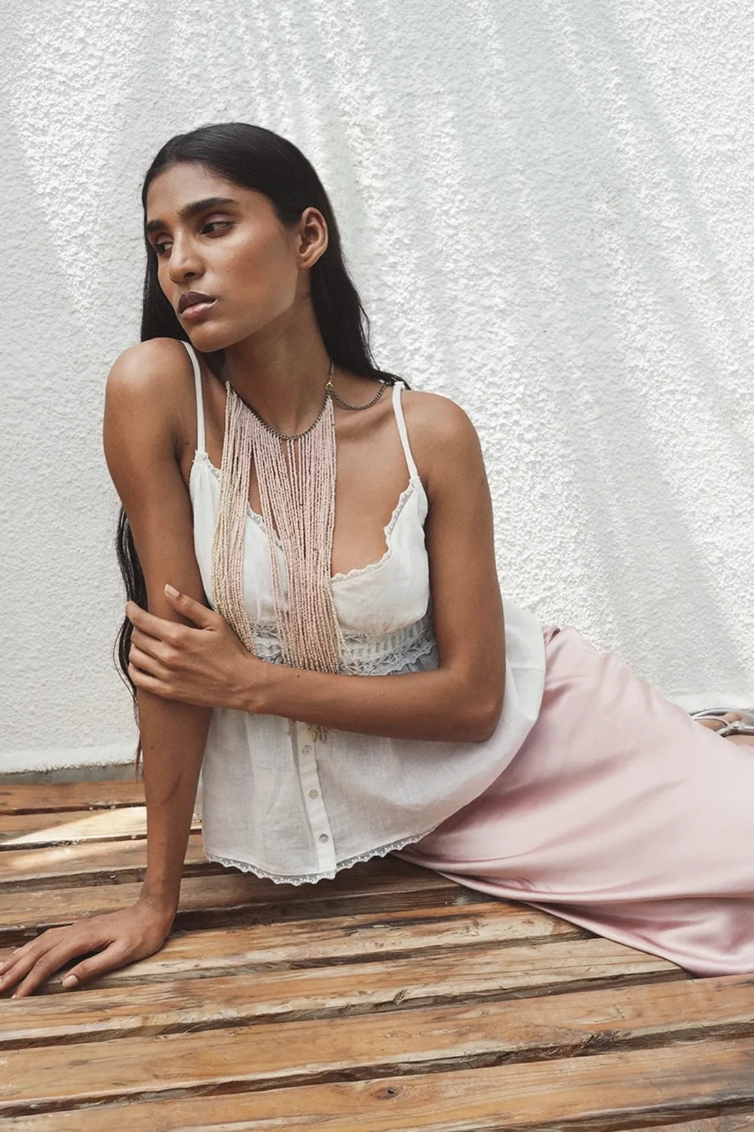 Blush Pink Satin Skirt