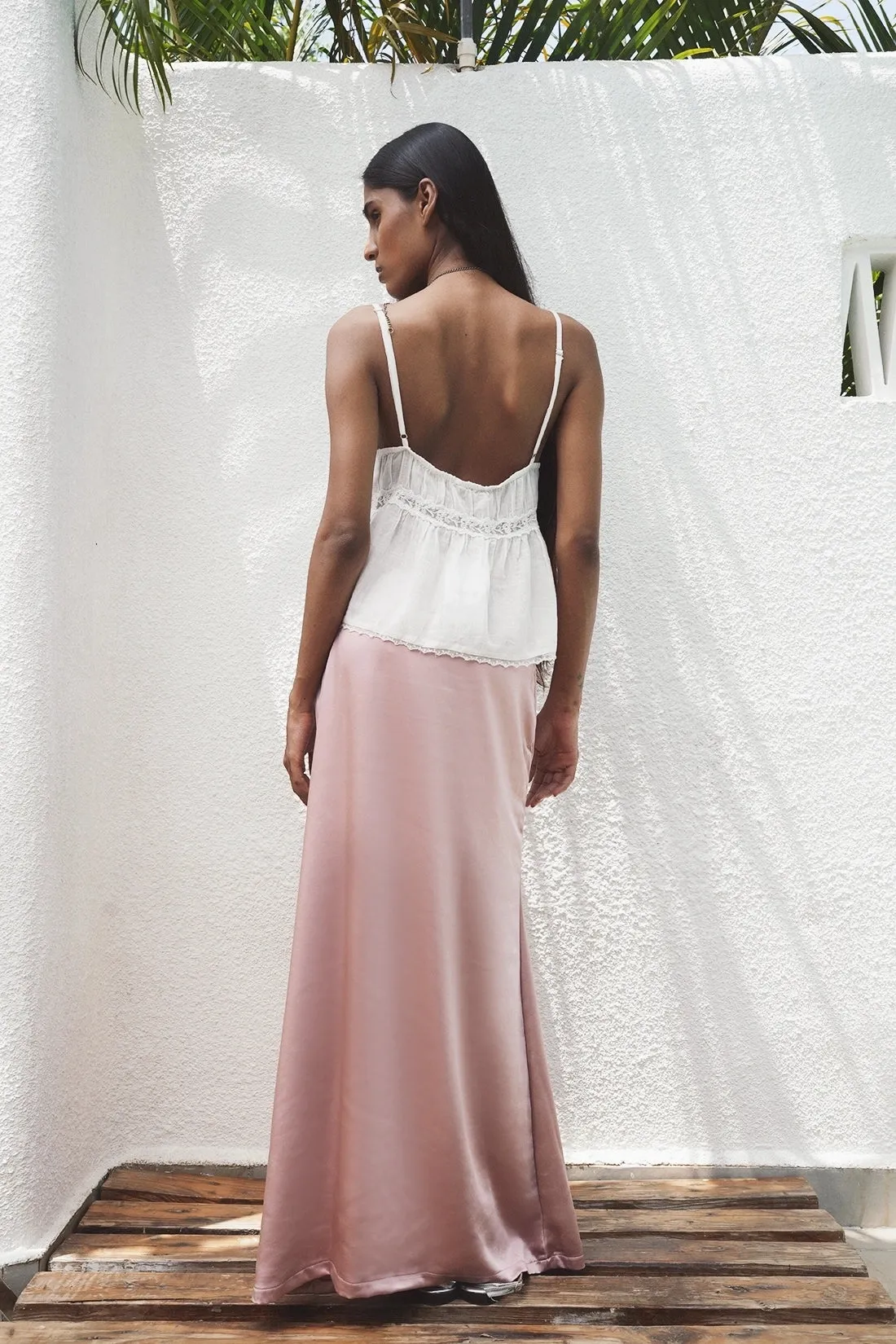 Blush Pink Satin Skirt