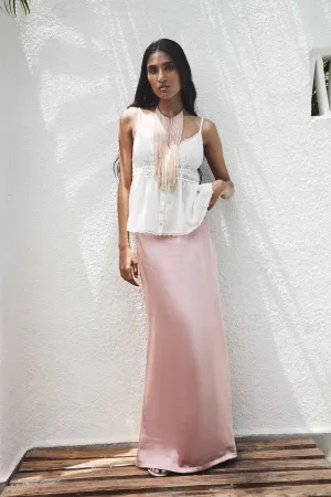 Blush Pink Satin Skirt