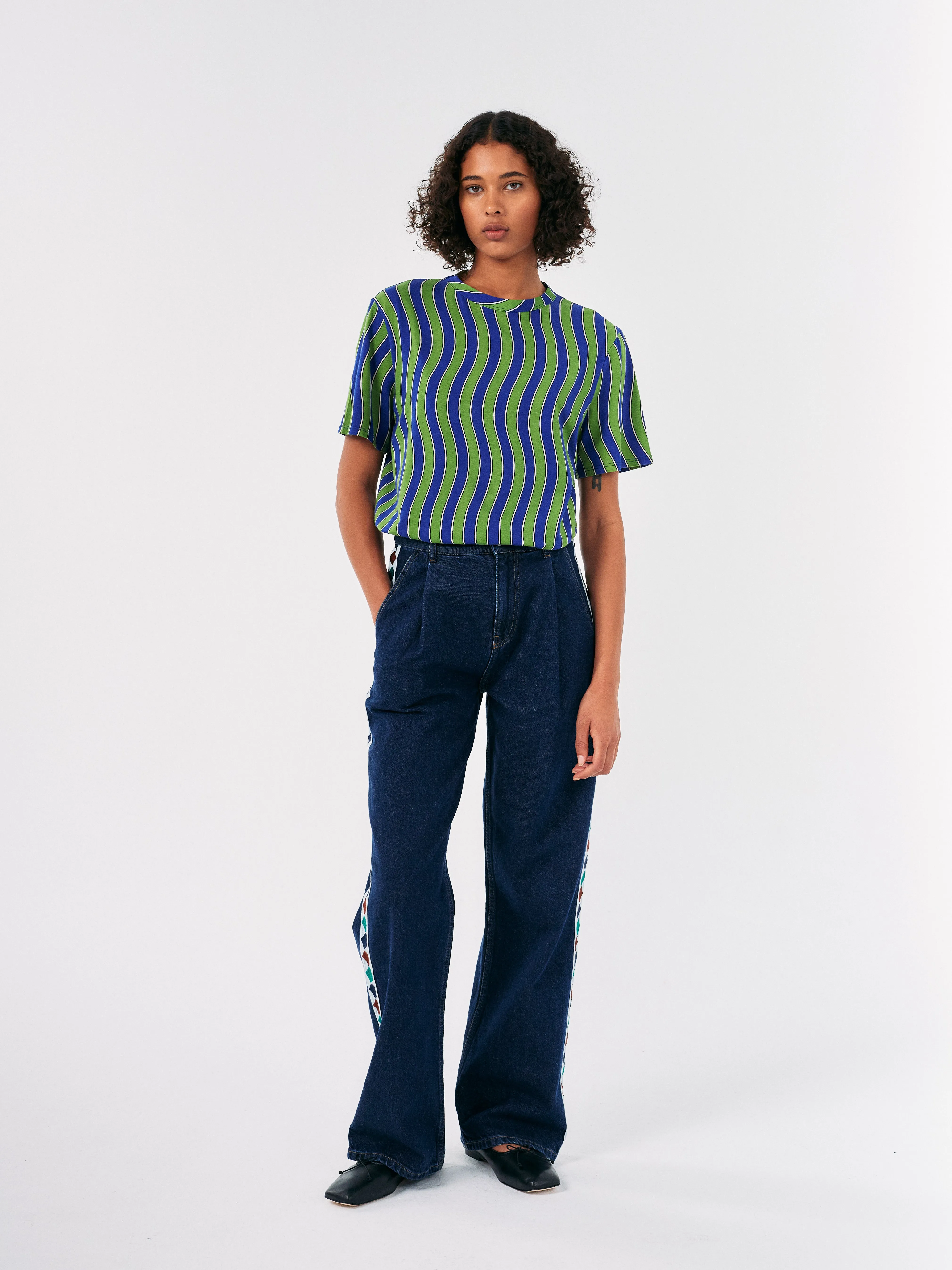 Bobo Choses WOMAN | Embroidered Denim Pleated Jeans