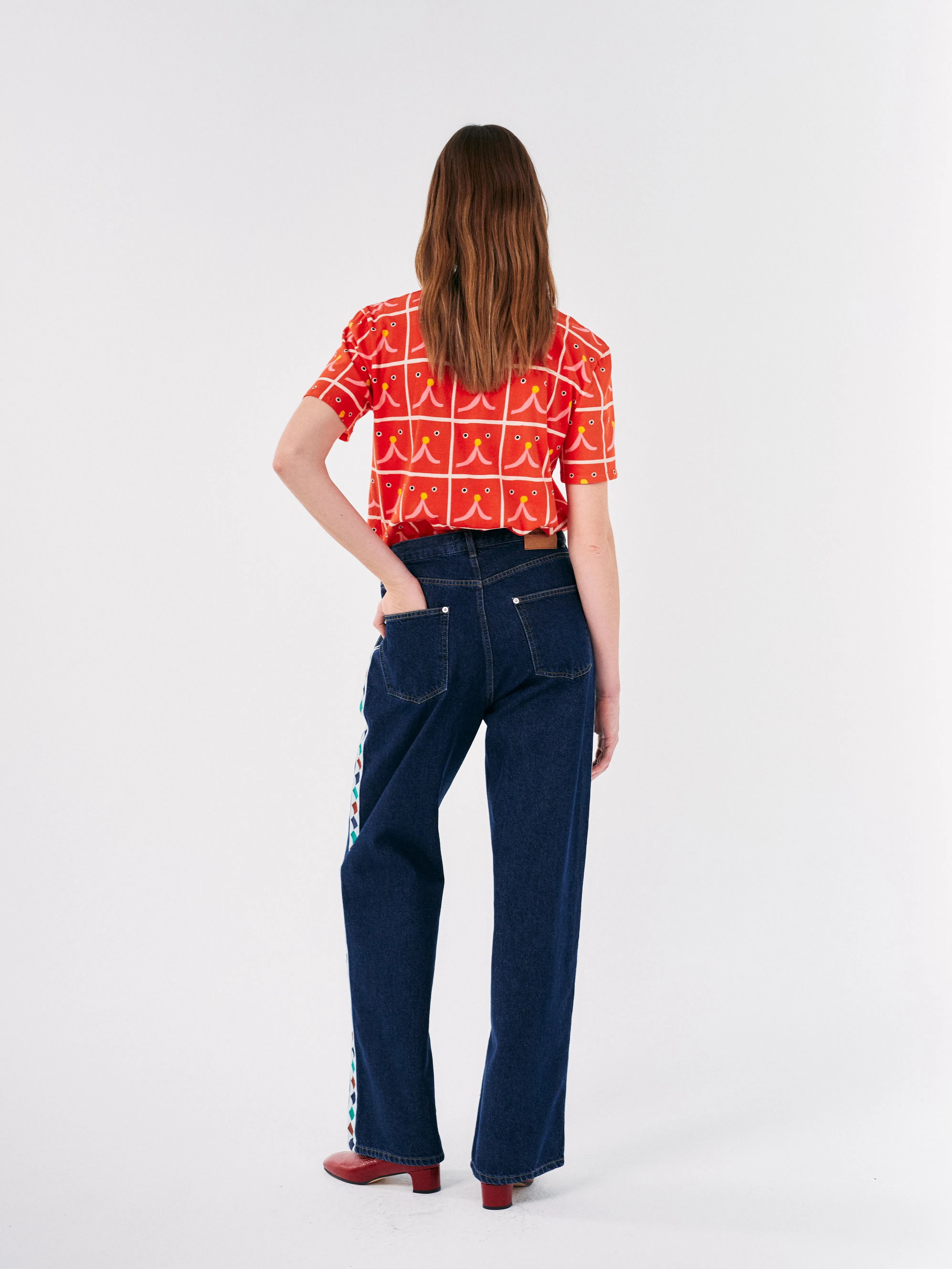 Bobo Choses WOMAN | Embroidered Denim Pleated Jeans