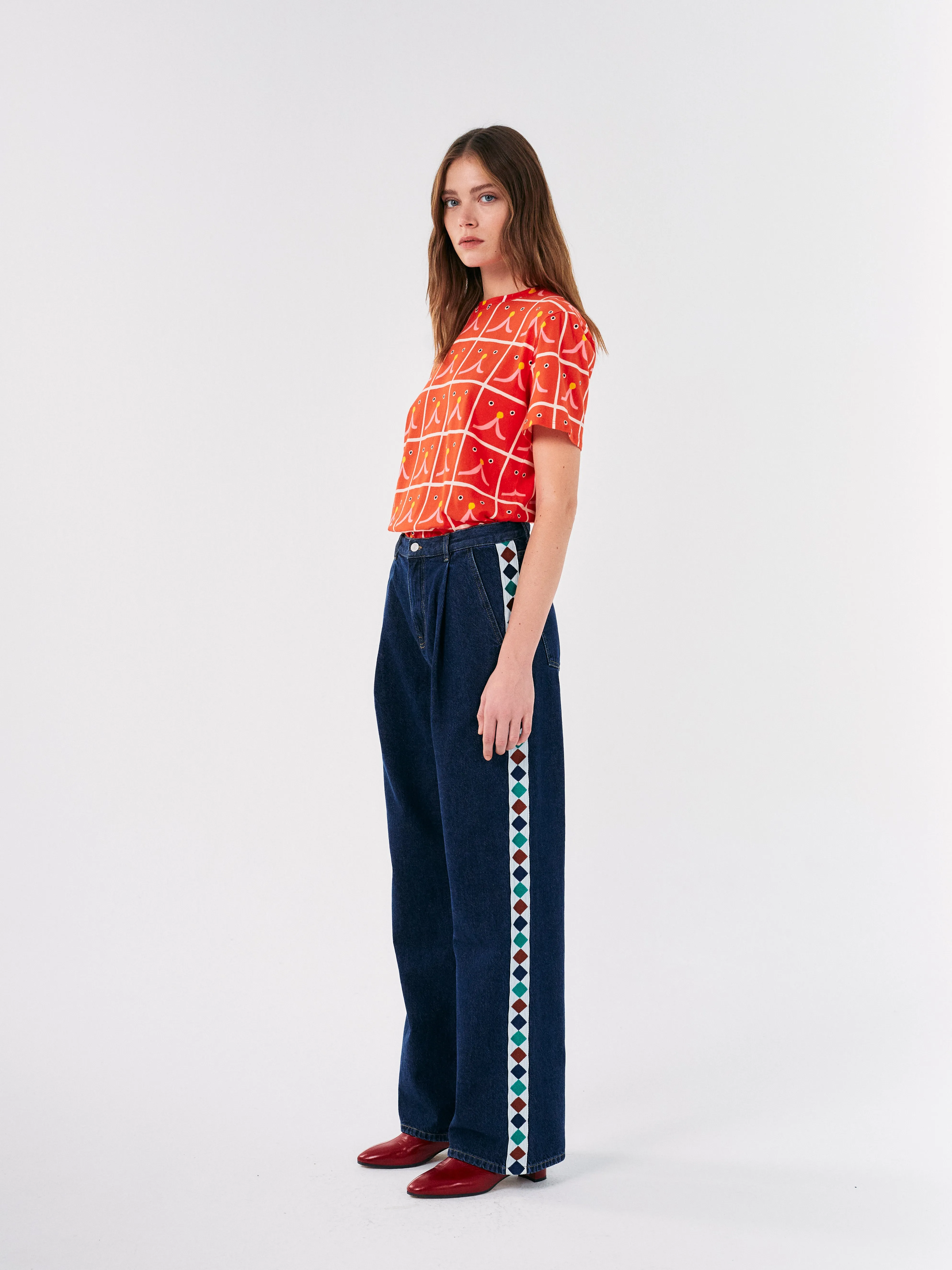 Bobo Choses WOMAN | Embroidered Denim Pleated Jeans