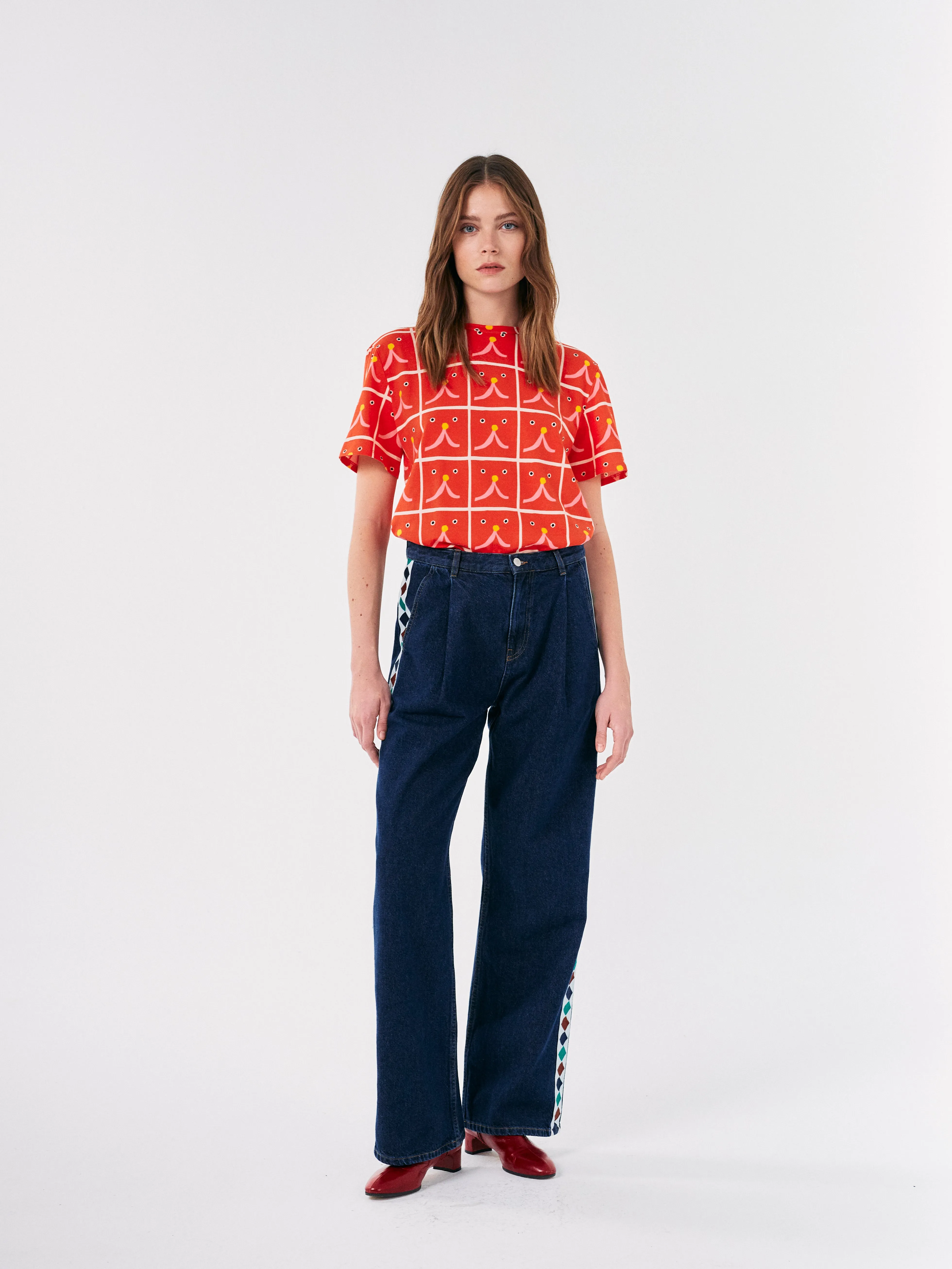 Bobo Choses WOMAN | Embroidered Denim Pleated Jeans
