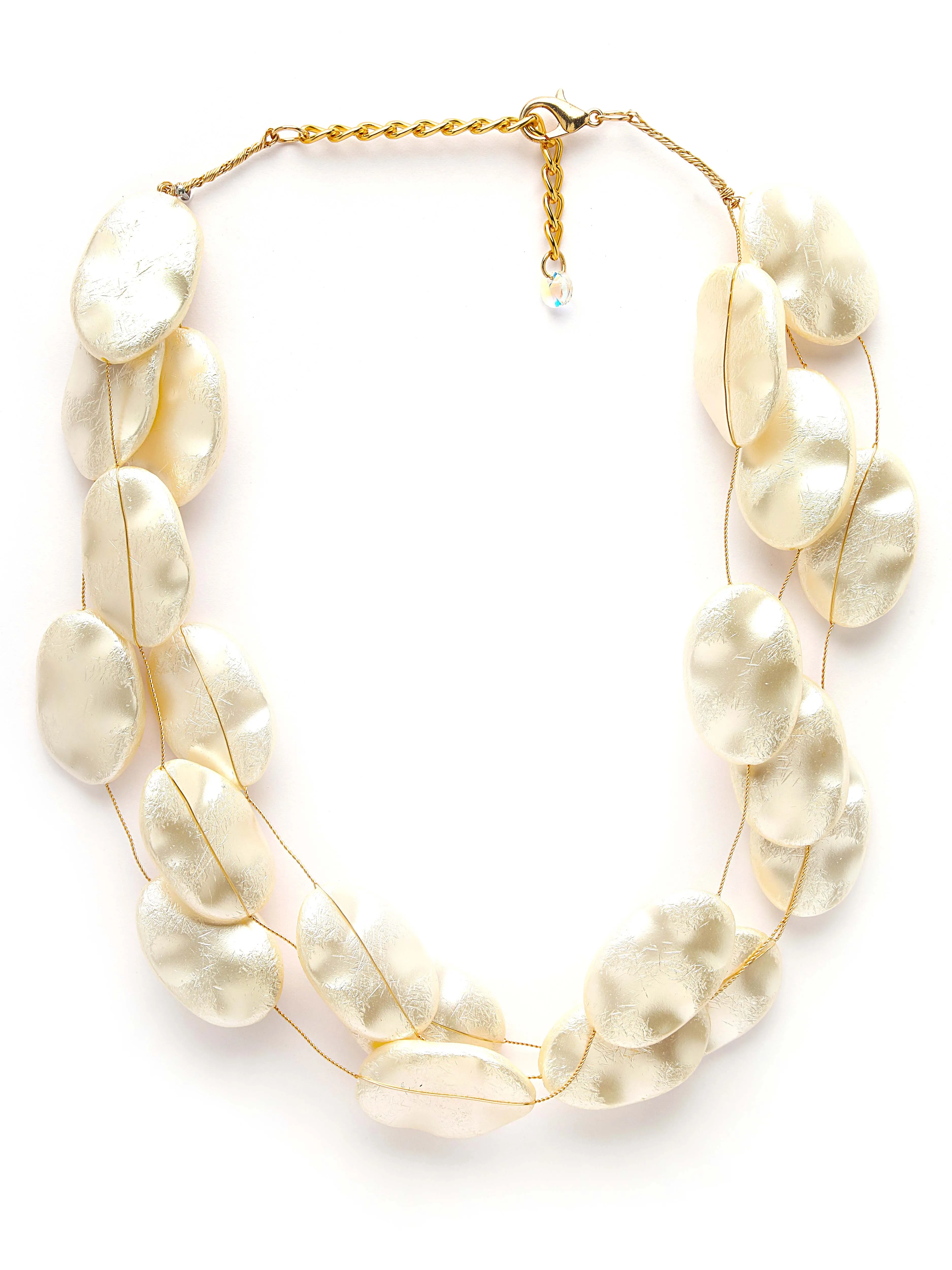 Bohey by KARATCART Gold Plated Multilayer Flat Baroque Pearl Chain Necklace for Women