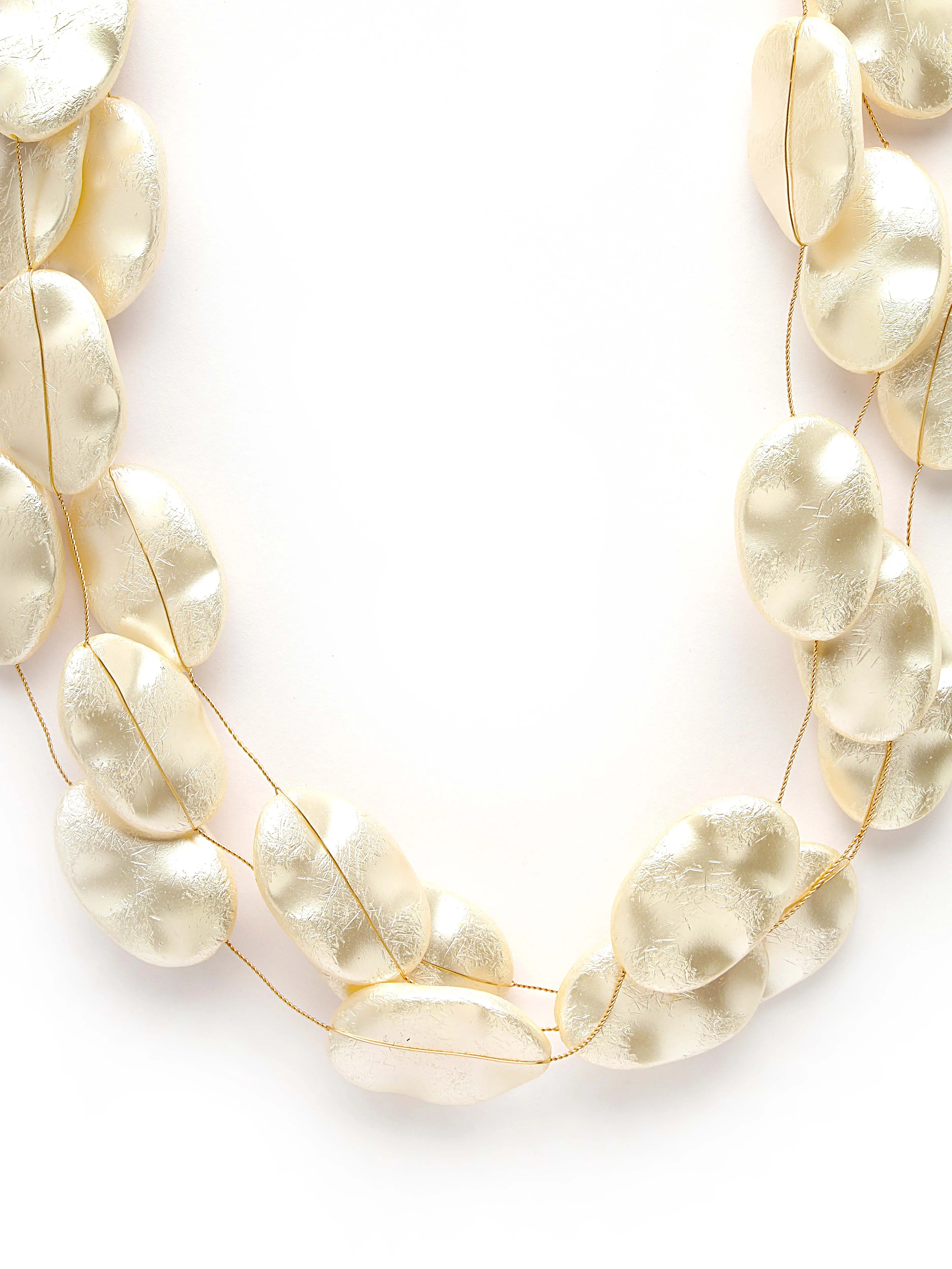Bohey by KARATCART Gold Plated Multilayer Flat Baroque Pearl Chain Necklace for Women