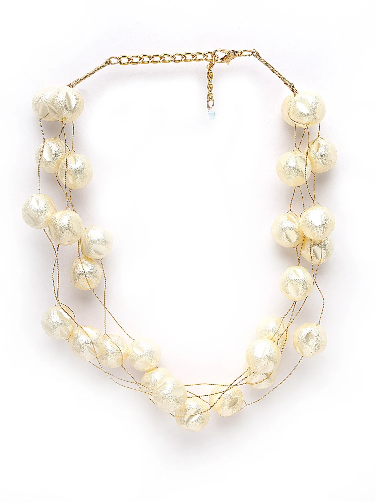 Bohey by KARATCART Gold Plated Multilayer Round Baroque Pearl Chain Necklace for Women