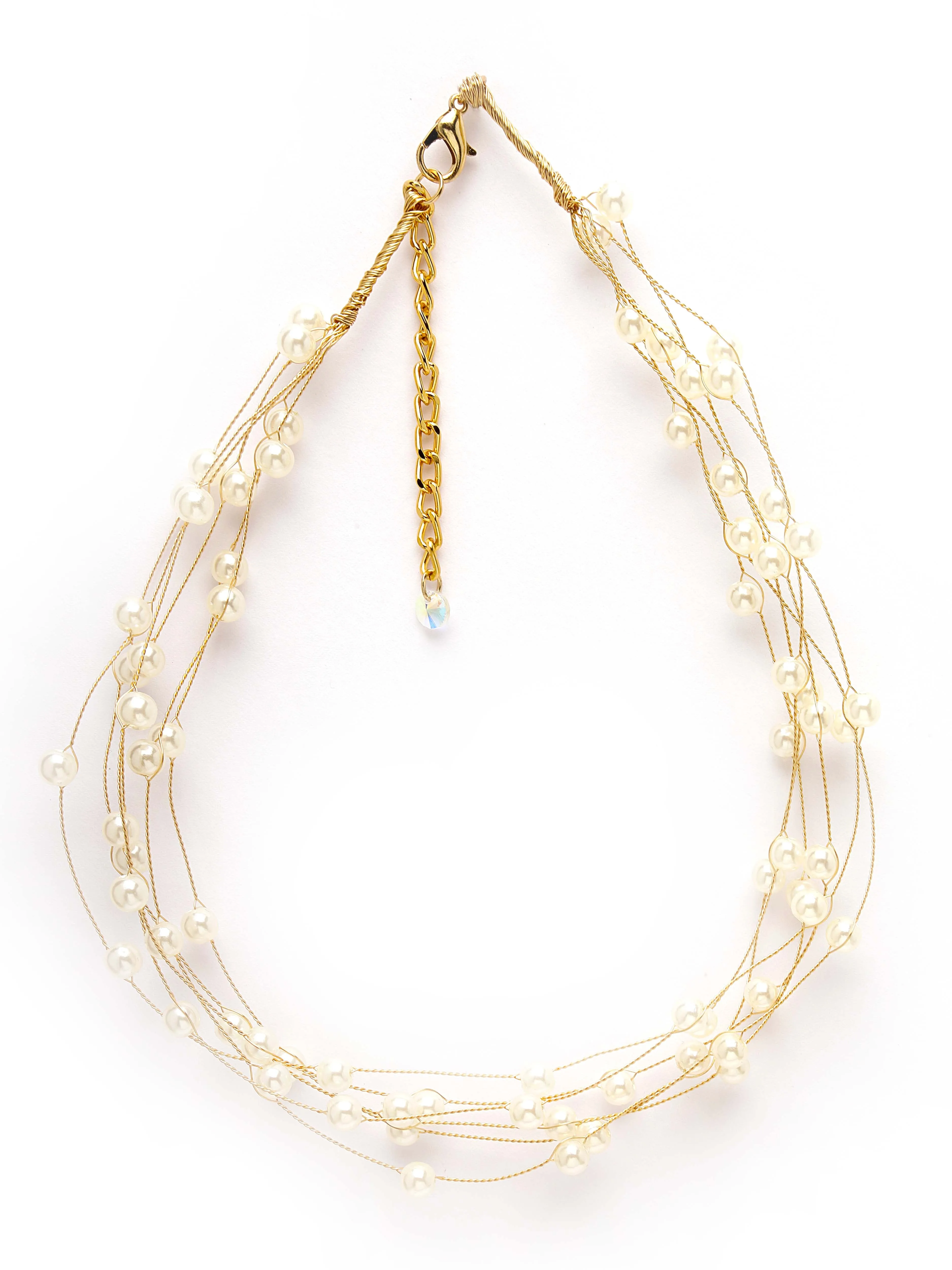 Bohey by KARATCART Gold Plated Multilayer Round Pearl Chain Necklace for Women