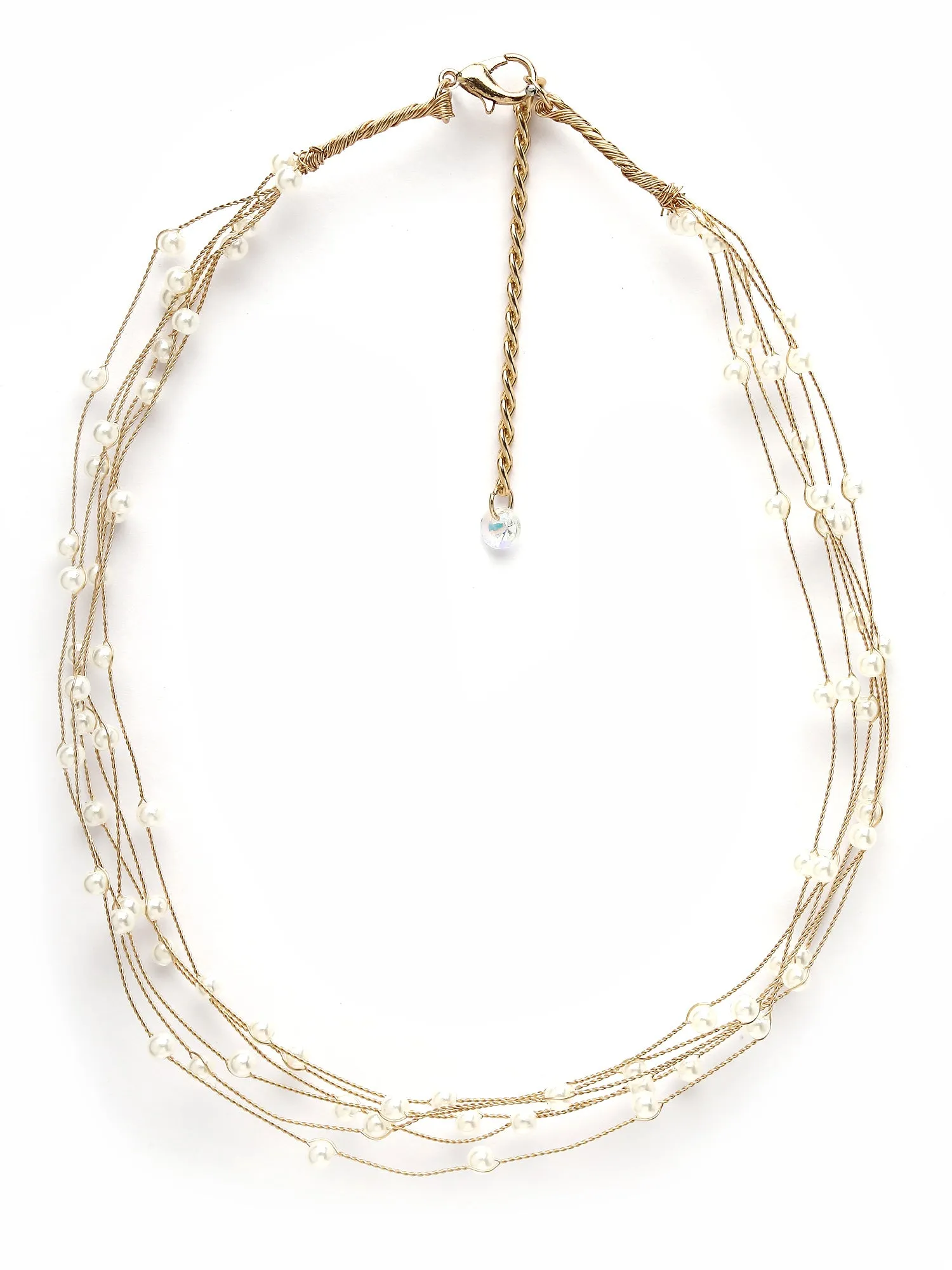 Bohey by KARATCART Gold Plated Multilayer Round Pearl Chain Necklace for Women