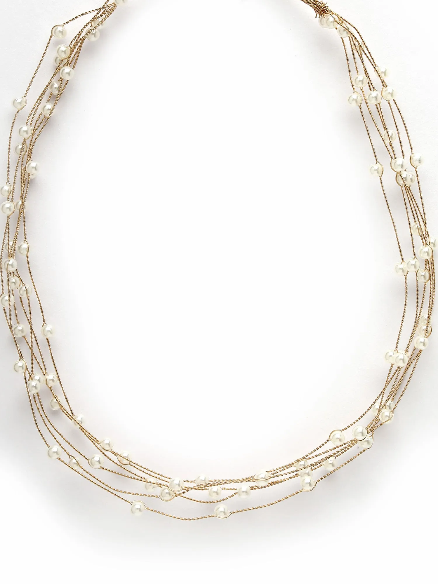 Bohey by KARATCART Gold Plated Multilayer Round Pearl Chain Necklace for Women