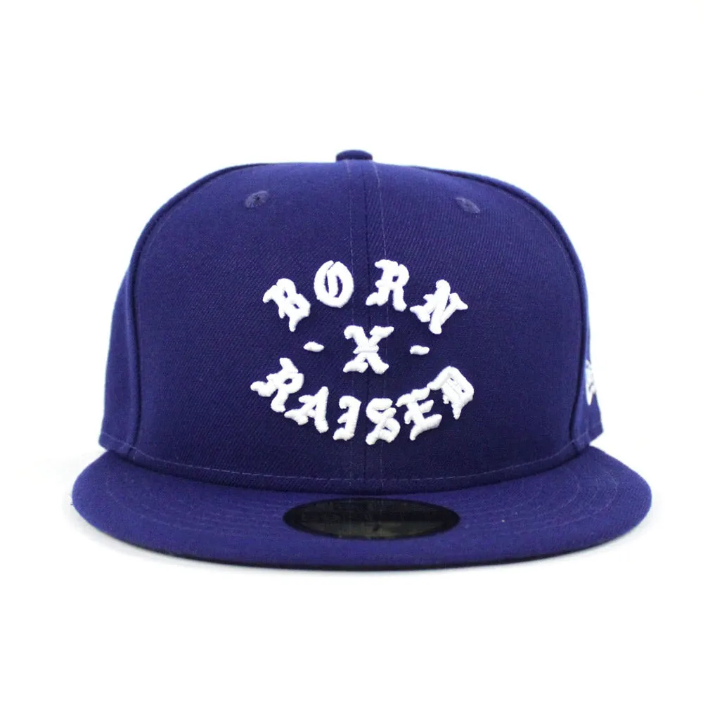 Born x Raised New Era 59Fifty Fitted Hat (Blue Black Under Brim)