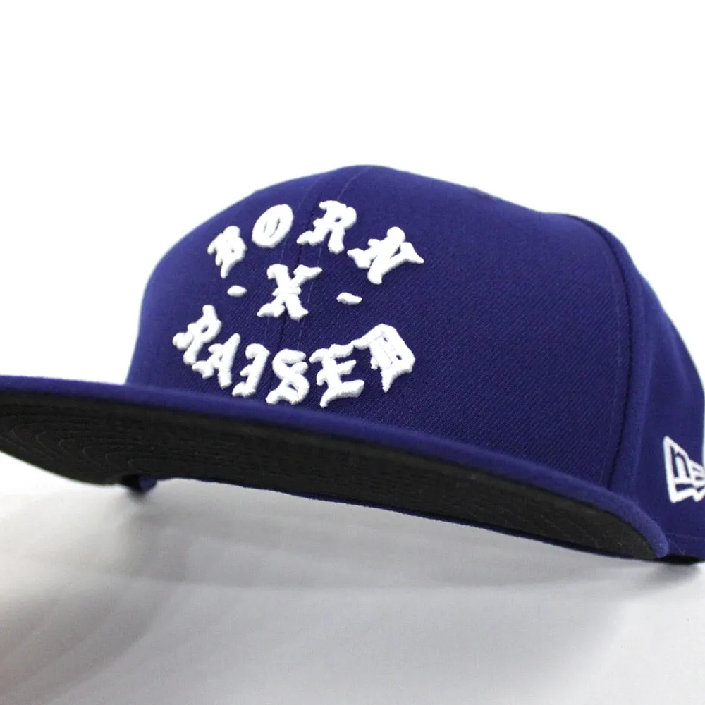 Born x Raised New Era 59Fifty Fitted Hat (Blue Black Under Brim)
