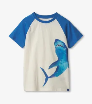 Boys Blue Shark Raglan T-Shirt